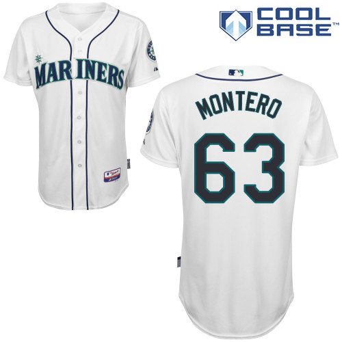 Jesus Montero #63 MLB Jersey-Seattle Mariners Men's Authentic Home White Cool Base Baseball Jersey